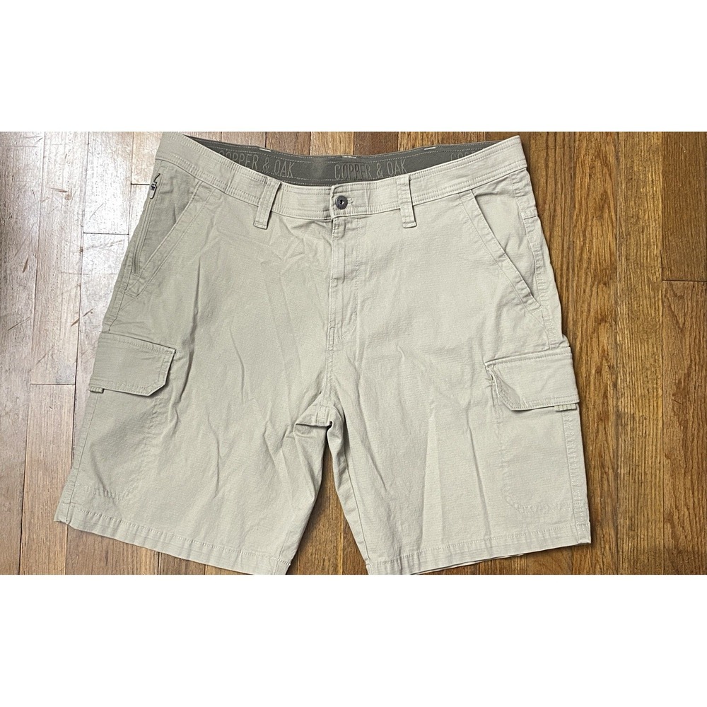 Mens‎ Cargo Shorts Ripstop Beige Zip Pocket Outdoor Hiking Travel Beach Size 38